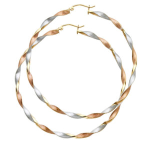 14K 3C Curled Hollow Hoop Earrings