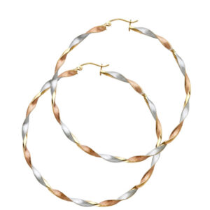 14K 3C Curled Hollow Hoop Earrings