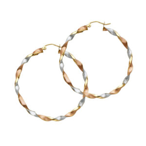 14K 3C Curled Hollow Hoop Earrings