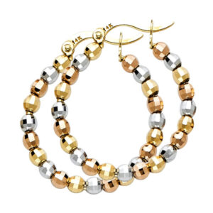 14K 3C Disco Ball Hoop Earrings