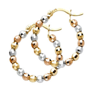 14K 3C Disco Ball Hoop Earrings