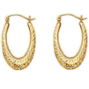 14KY Tear Drop DC Hollow Hoop Earrings