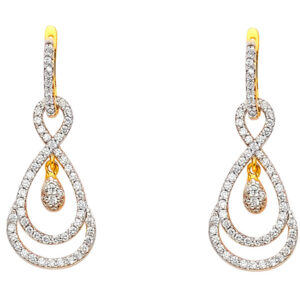 14K 2T CZ Infinity Hanging Earrings