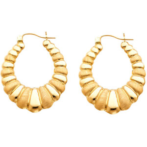 14KY Fancy Hollow Hoop Earrings