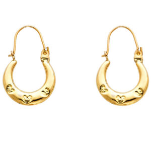 14KY Fancy Hollow Hoop Earrings