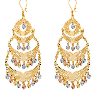 14K 3C DC Chandelier Hanging Earrings