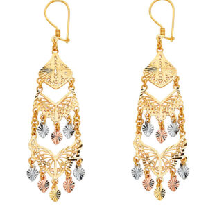 14K 3C DC Chandelier Hanging Earrings