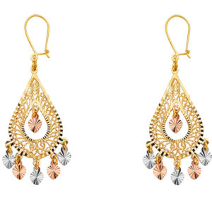 14K 3C DC Chandelier Hanging Earrings