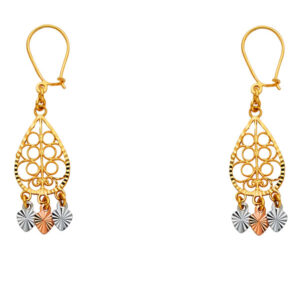 14K 3C DC Chandelier Hanging Earrings