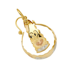 14K 3C Heart DC Graduated Hoop Earrings