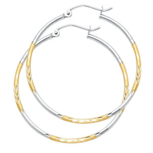 14K 2T Budded DC Hoop Earrings