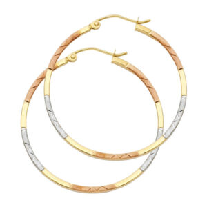 14K 3C DC Square Hoop Earrings
