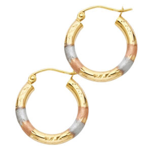 14K 3C DC Hoop Earrings