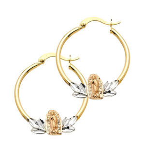 14K 3C Guadalupe Hoop Earrings