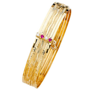 14KY 7Days Solid Bangle with CZ