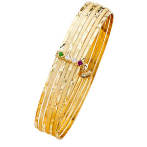 14KY 7Days Solid Bangle with CZ