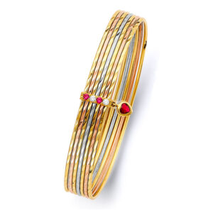 14K 3C 7Days Solid Bangle with CZ