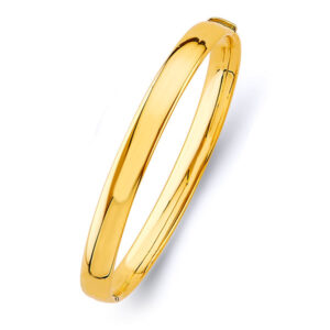 14KY 7mm Plain Hollow Oval Bangle