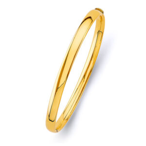 14KY 5mm Plain Hollow Oval Bangle