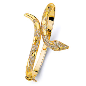 14KY CZ Snail Oval Bangle