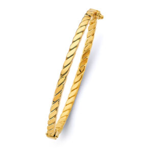 14KY Square Tube Hollow Braided Oval Bangle