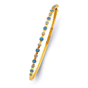 14KY Evil Eye Oval Bangle