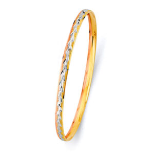 14K 3C 3.7mm Concave Half Dome Solid Bangle