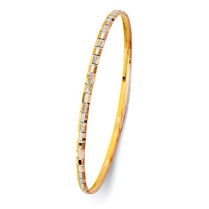 14K 3C 3.0mm Concave Half Dome Solid Bangle