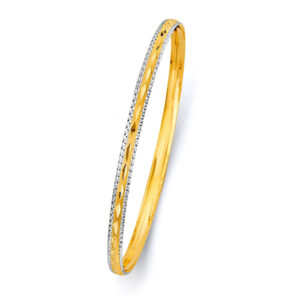 14K 2T 3.7mm Concave Half Dome Solid Bangle