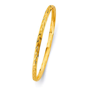 14KY 3.7mm Concave Half Dome Solid Bangle