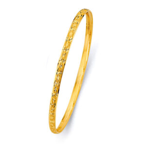 14KY 3.7mm Concave Half Dome Solid Bangle