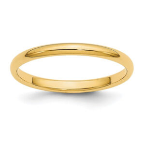 14k Yellow Gold 2mm Lightweight Half Round Wedding Band