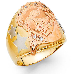 14K 3C CZ Men's Ring