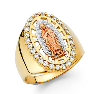 14K 3C CZ Men's Ring