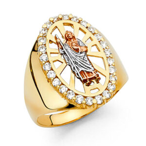 14K 3C CZ Men's Ring