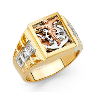 14K 3C CZ Men's Ring