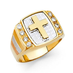 14K 2T CZ Men's Ring