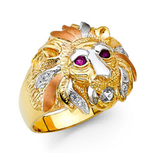 14K 3C CZ Men's Ring