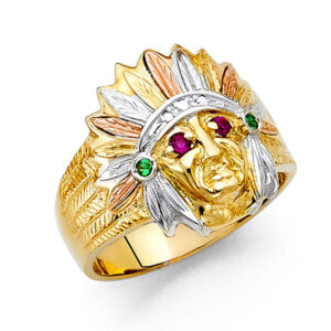 14K 3C CZ Men's Ring