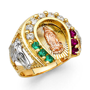 14K 3C CZ Men's Ring