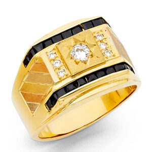 14KY CZ Men's Ring with Sapphire