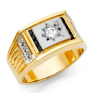 14KY CZ Men's Ring with Sapphire