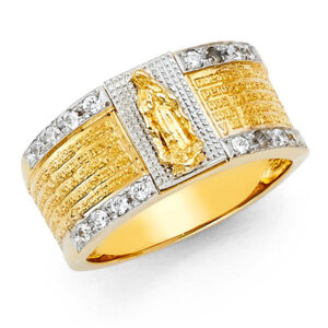 14K 2T CZ Religious Men's Ring