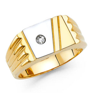14K 2T CZ Men's Ring
