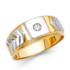 14K 2T CZ Men's Ring