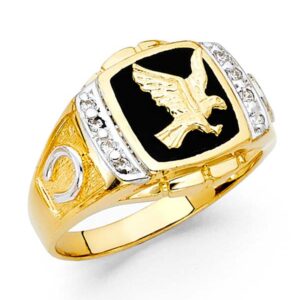 14KY Onyx Eagle 2T Men's Ring