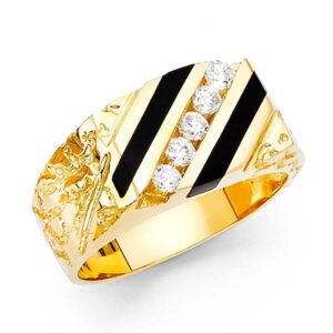 14KY Onyx W/CZs Men's Ring