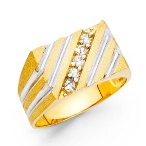 14KY CZ 2T Men's Ring