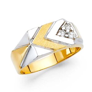 14K 2T CZ Men's Ring