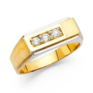 14K 2T CZ Men's Ring